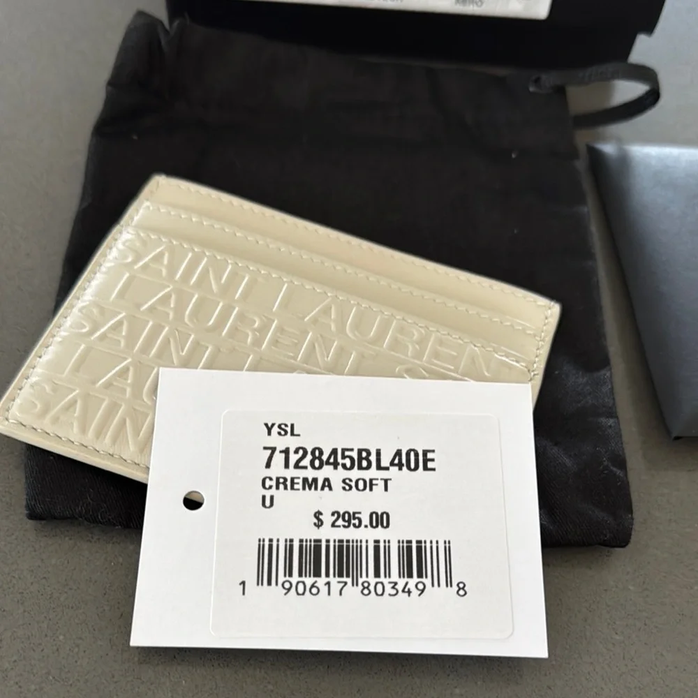 Saint Laurent NWT Cream Card Holder Wallet with Dust Bag & Box(full inclusion)